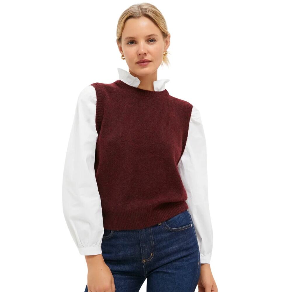 New Imperfect Tuckernuck “Ella” Sweater Blouse Winetasting Burgundy XL NS297